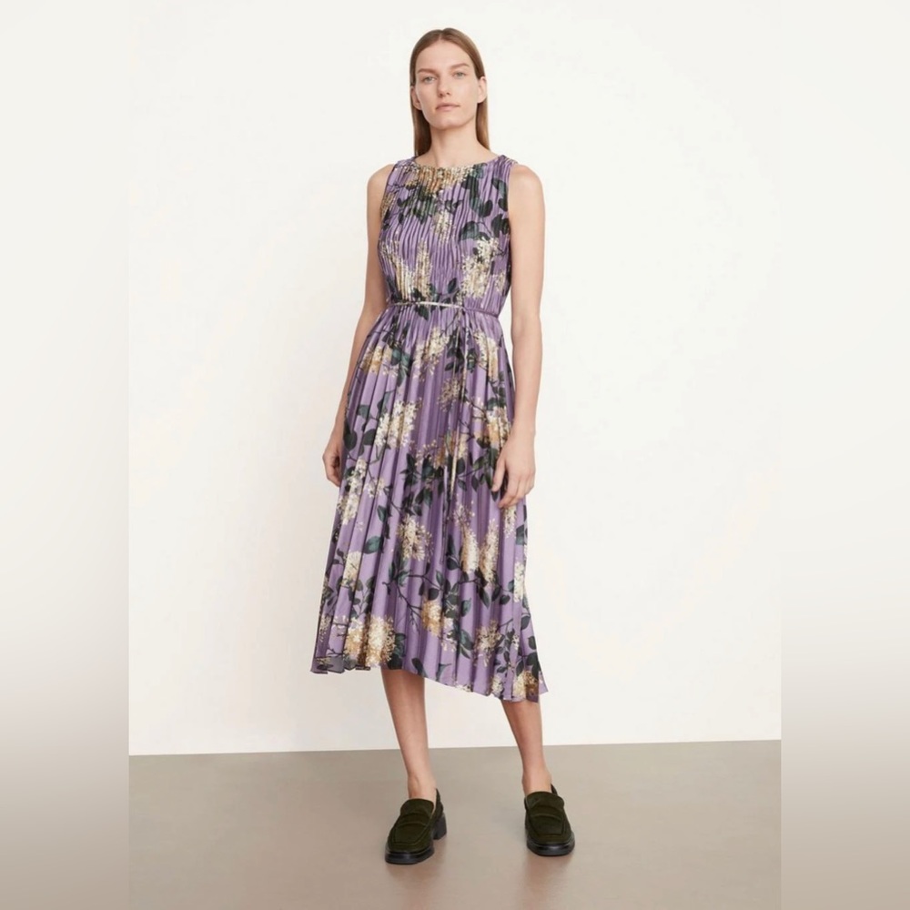 Vince Medium Lilac Pleated Sleeveless Dress